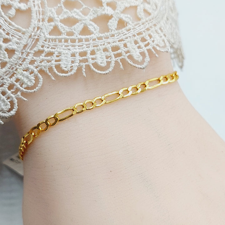 21K Gold Figaro Bracelet by Saeed Jewelry - Image 4