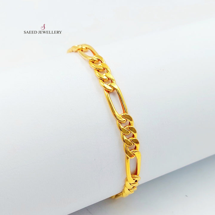 Figaro Bracelet Made of 21K Gold by Saeed Jewelry 