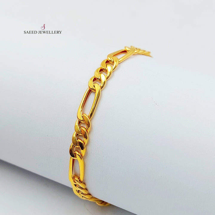 Figaro Bracelet Made of 21K Gold by Saeed Jewelry 