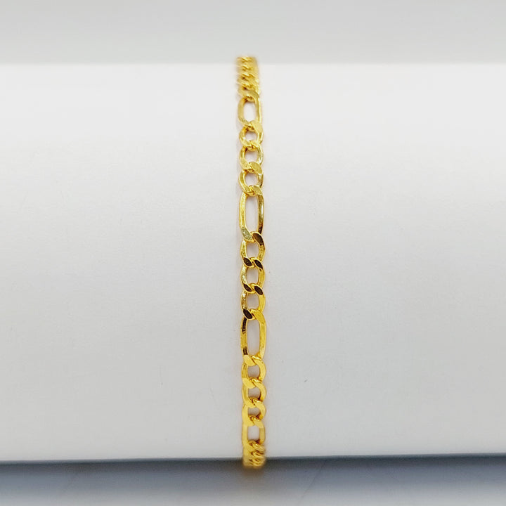 21K Gold Figaro Bracelet by Saeed Jewelry - Image 1