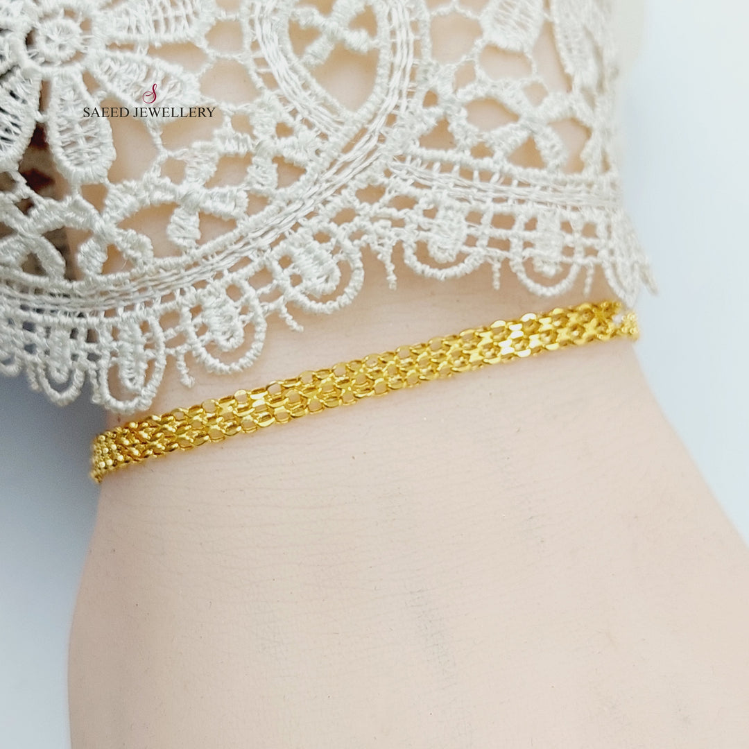 21K Gold Flat Bracelet by Saeed Jewelry - Image 5