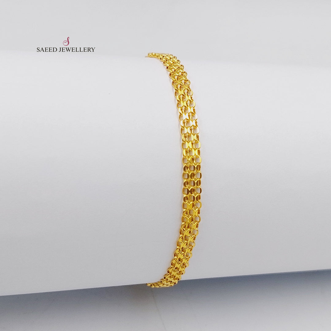 21K Gold Flat Bracelet by Saeed Jewelry - Image 2