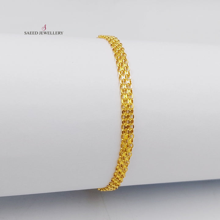 21K Gold Flat Bracelet by Saeed Jewelry - Image 2