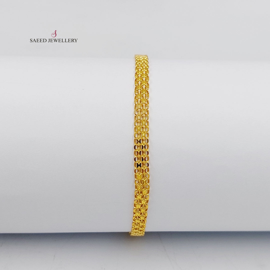 21K Gold Flat Bracelet by Saeed Jewelry - Image 1