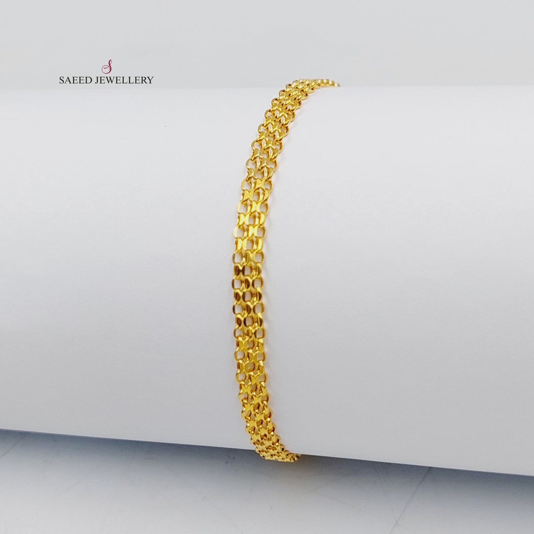 21K Gold Flat Bracelet by Saeed Jewelry - Image 3