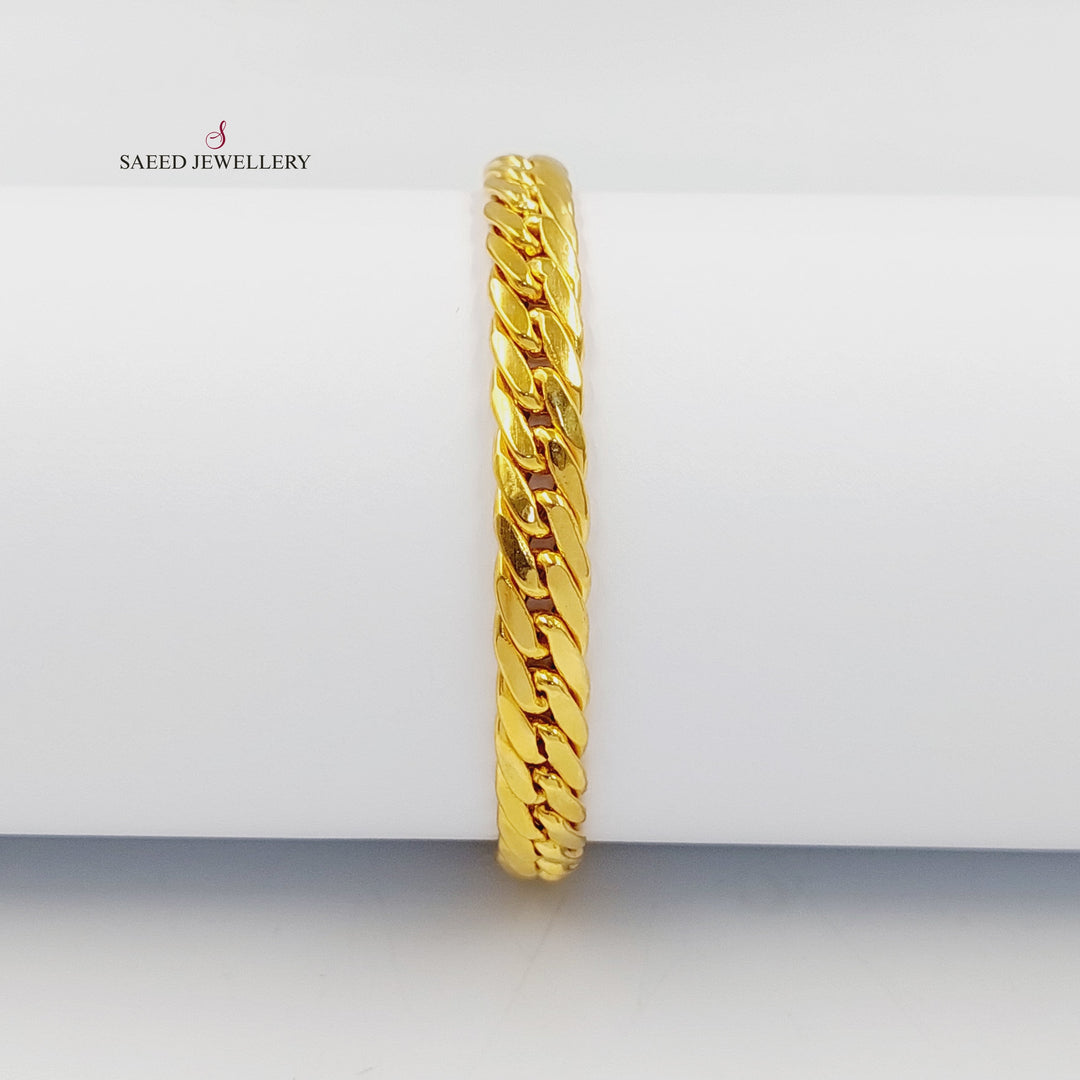 Flat Cuban Links Bracelet Made of 21K Gold by Saeed Jewelry 