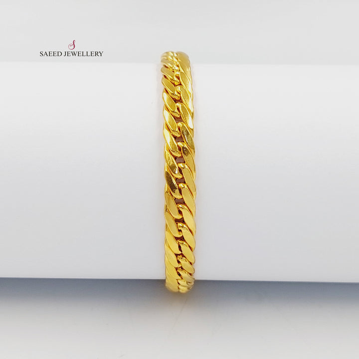 Flat Cuban Links Bracelet Made of 21K Gold by Saeed Jewelry 