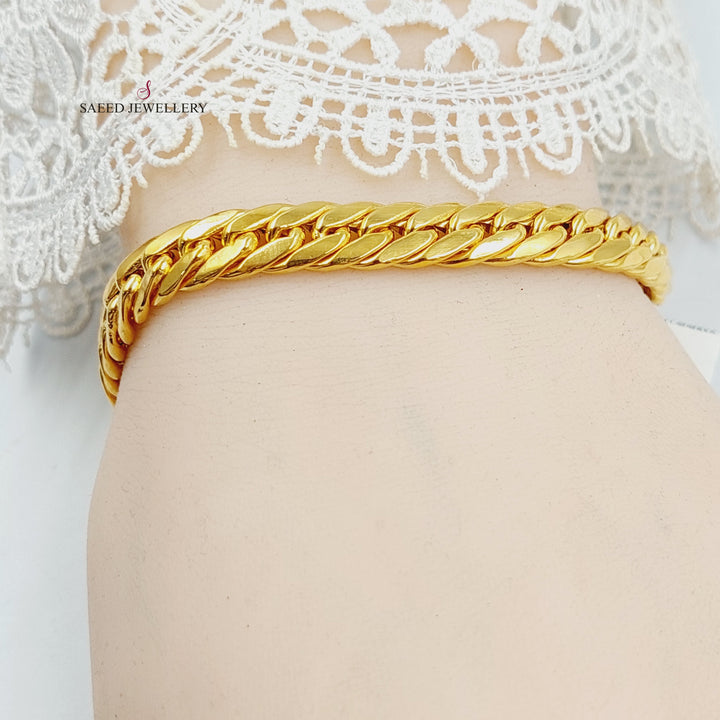 Flat Cuban Links Bracelet Made of 21K Gold by Saeed Jewelry 