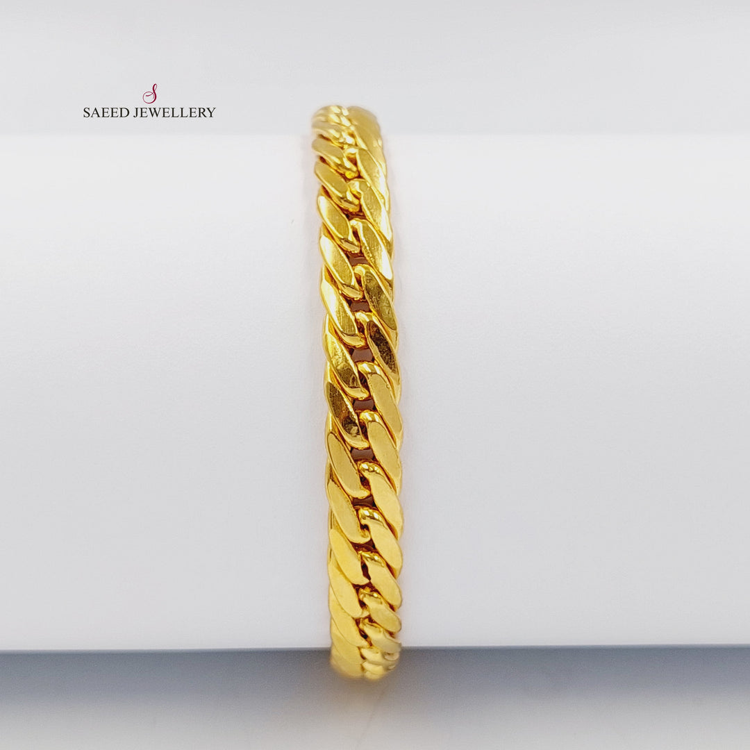 Flat Cuban Links Bracelet Made of 21K Gold by Saeed Jewelry 