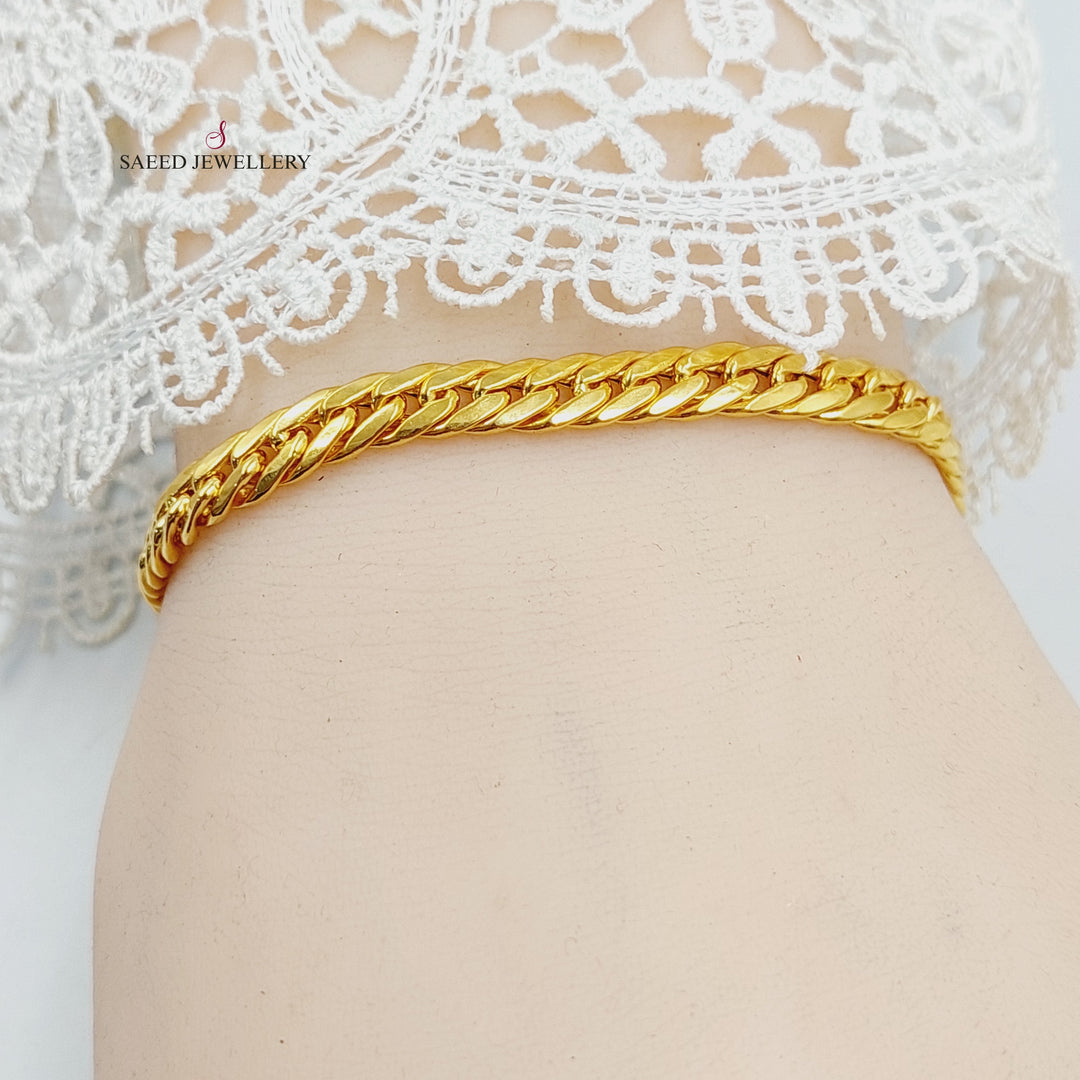 Flat Cuban Links Bracelet Made of 21K Gold by Saeed Jewelry 