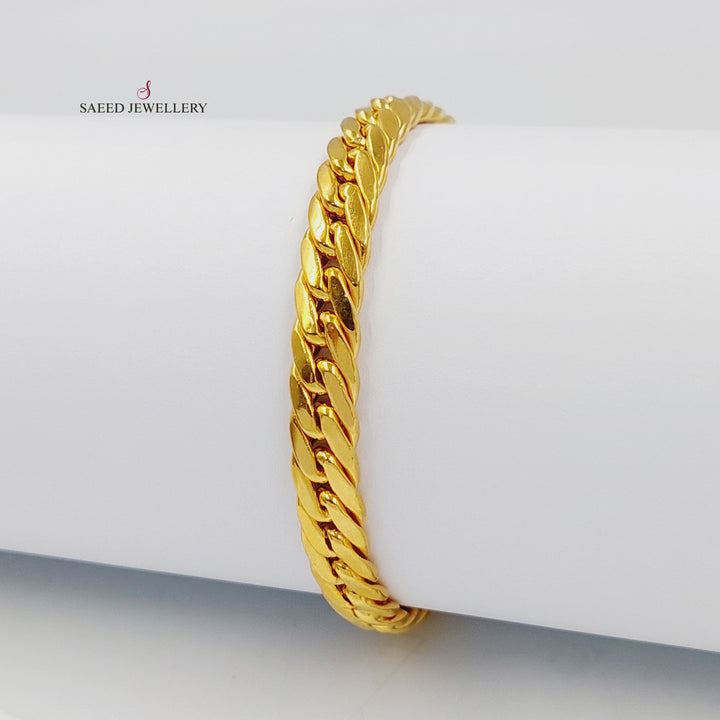 Flat Cuban Links Bracelet Made of 21K Gold by Saeed Jewelry 