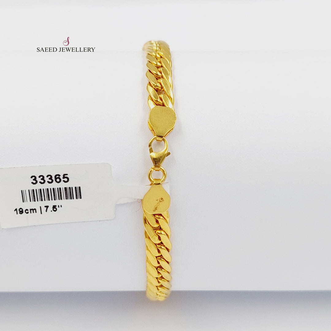 Flat Cuban Links Bracelet Made of 21K Gold by Saeed Jewelry 