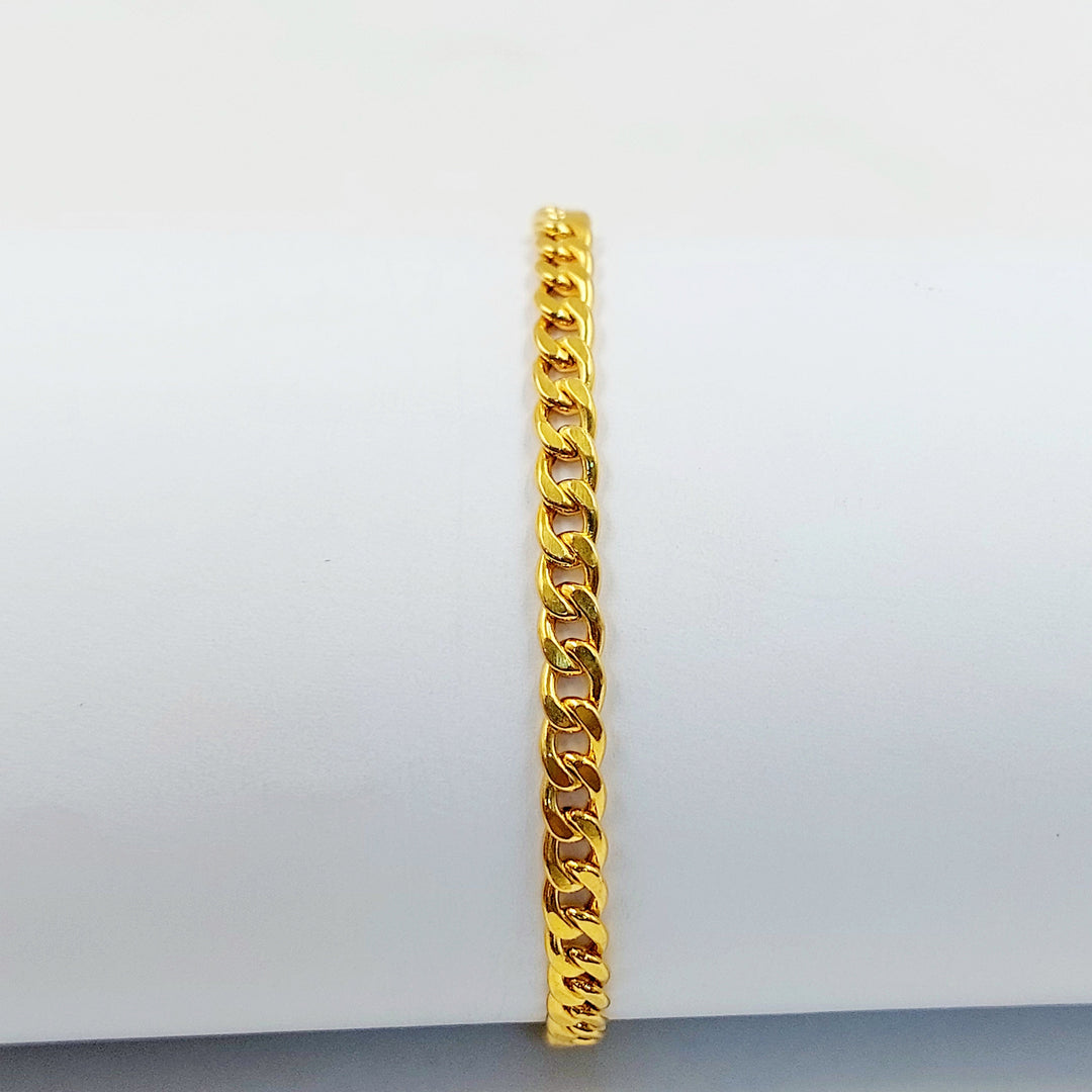 Flat Cuban Links Bracelet Made of 21K Gold by Saeed Jewelry 