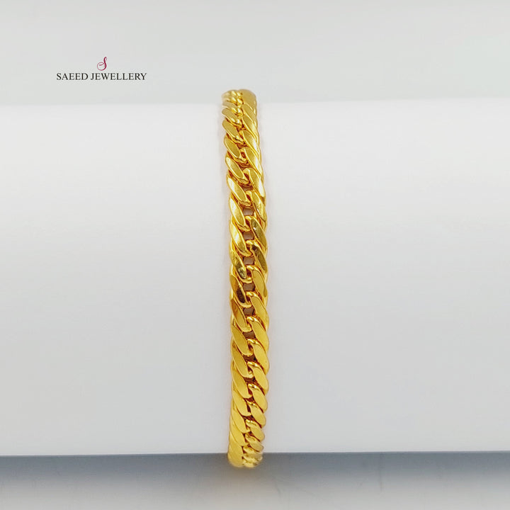 Flat Cuban Links Bracelet Made of 21K Gold by Saeed Jewelry 