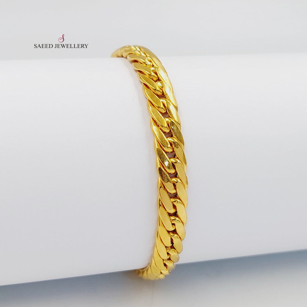 Flat Cuban Links Bracelet Made of 21K Gold by Saeed Jewelry 