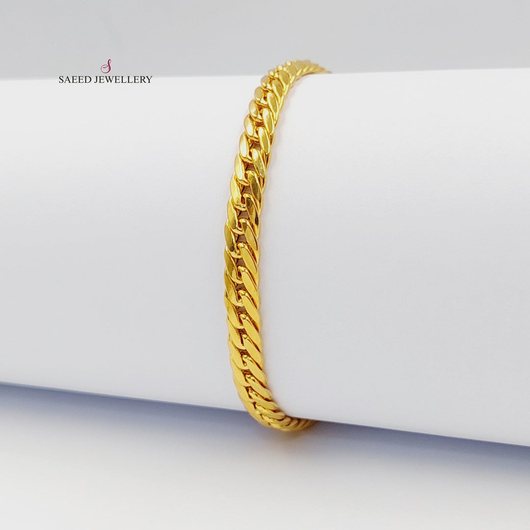 Flat Cuban Links Bracelet Made of 21K Gold by Saeed Jewelry 