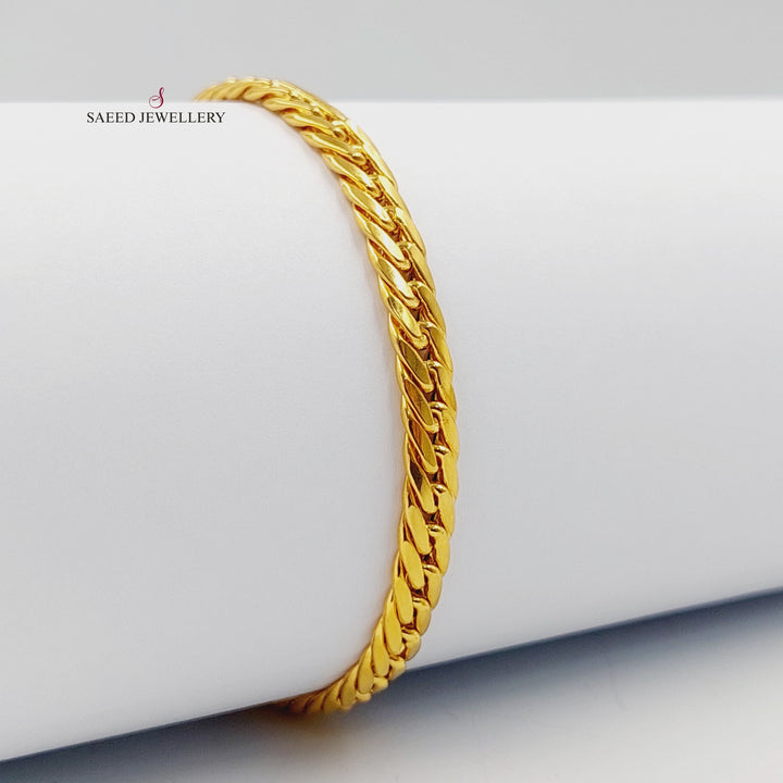 Flat Cuban Links Bracelet Made of 21K Gold by Saeed Jewelry 