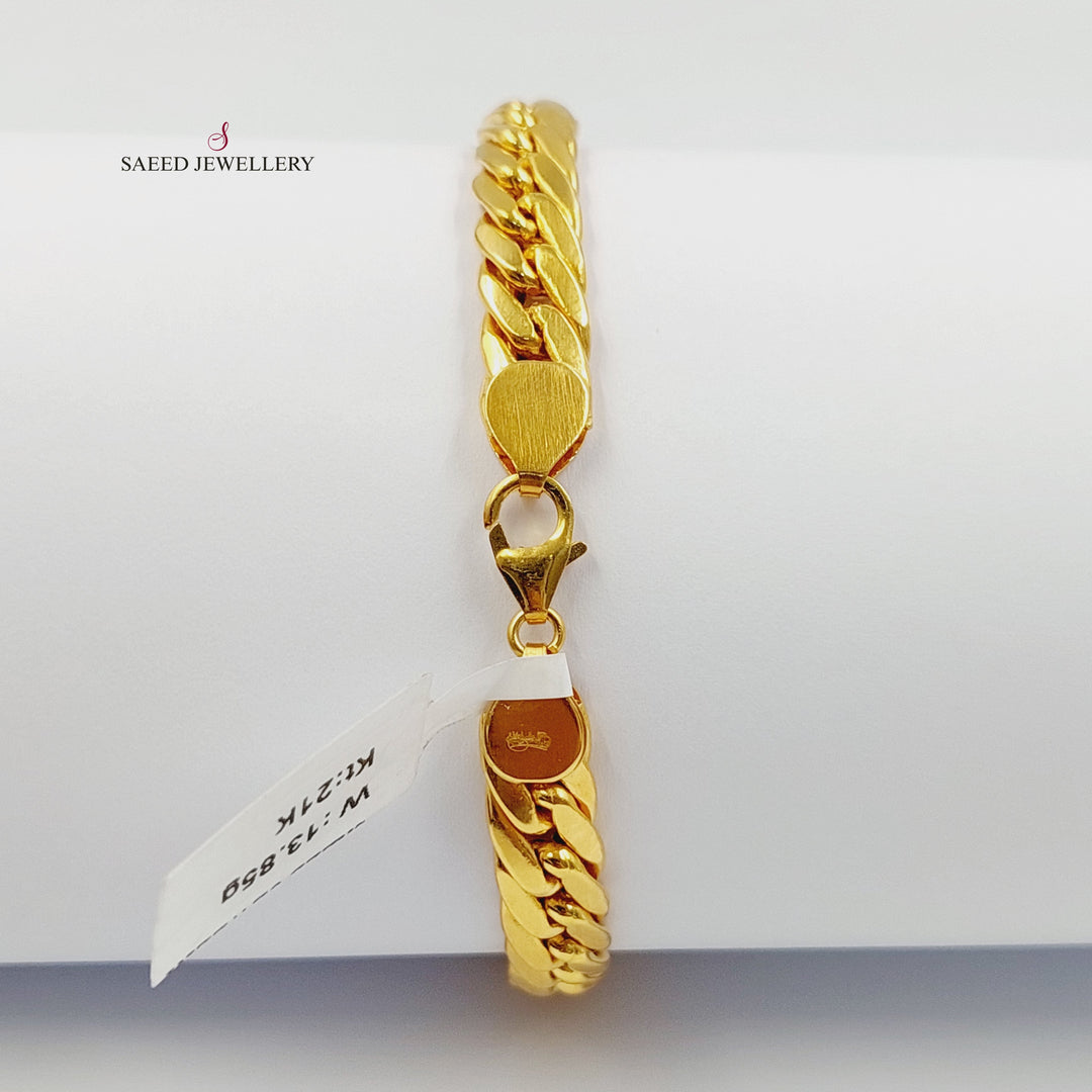 Flat Cuban Links Bracelet Made of 21K Gold by Saeed Jewelry 