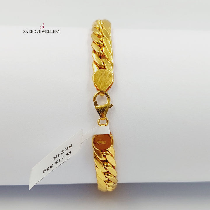 Flat Cuban Links Bracelet Made of 21K Gold by Saeed Jewelry 