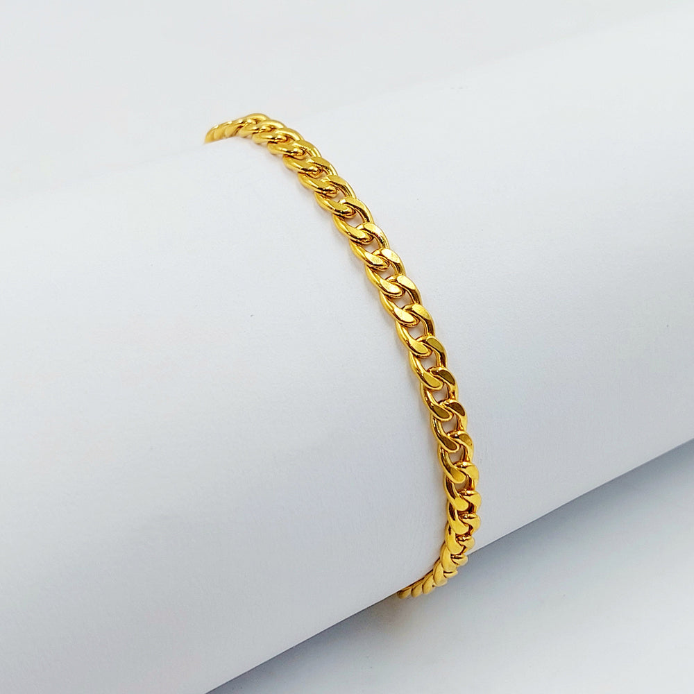 Flat Cuban Links Bracelet Made of 21K Gold by Saeed Jewelry 