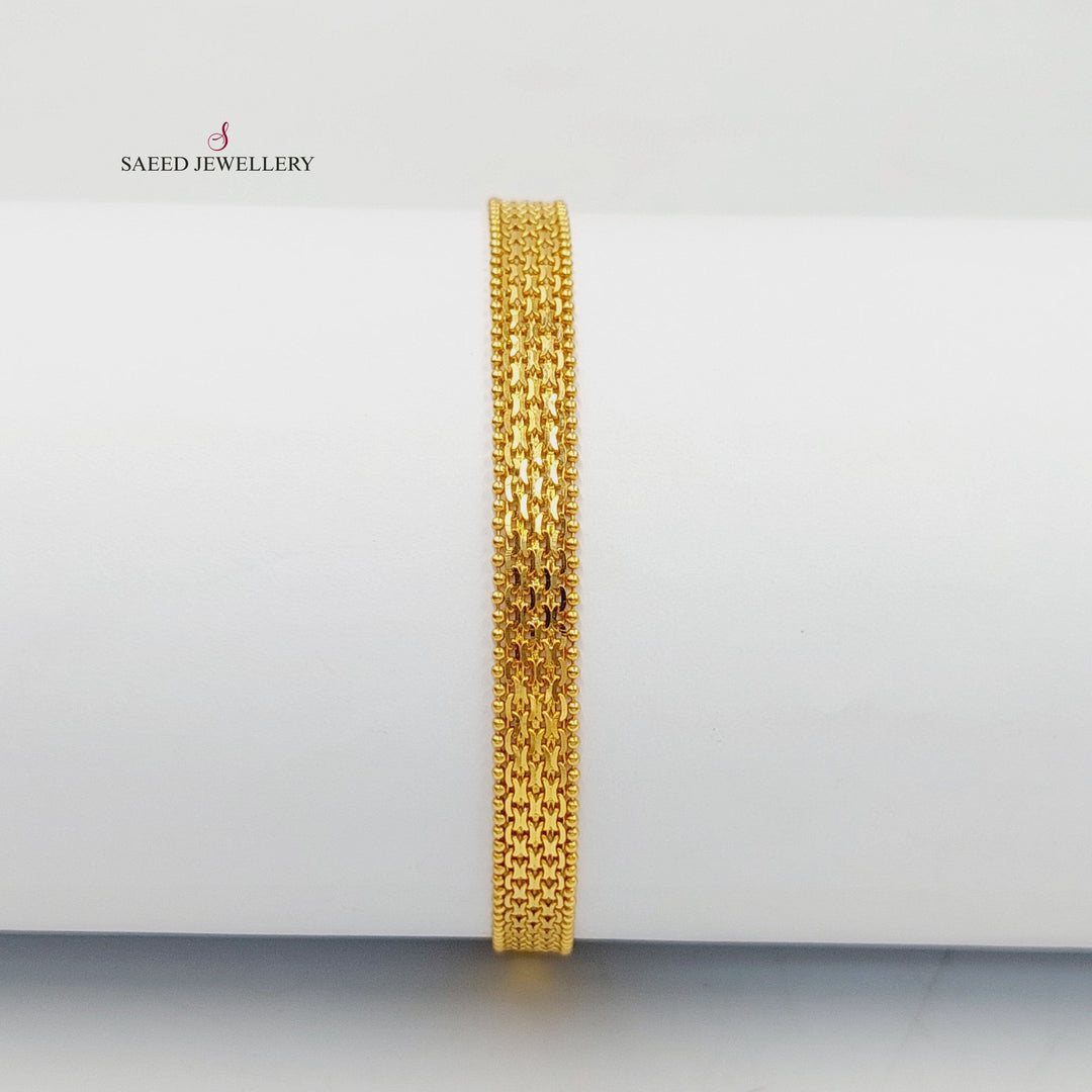 21K Gold Flat Fancy Bracelet by Saeed Jewelry - Image 1