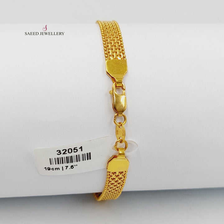 21K Gold Flat Fancy Bracelet by Saeed Jewelry - Image 4