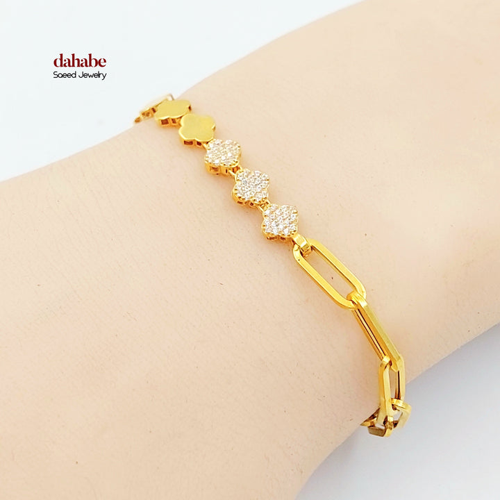 Joy Paperclip Bracelet Made of 21K Gold by Saeed Jewelry 