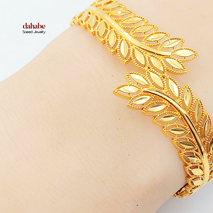 21K اسوارة ورق الشجر-مجوهرات الشيخ سعيد-Saeed Jewelry 