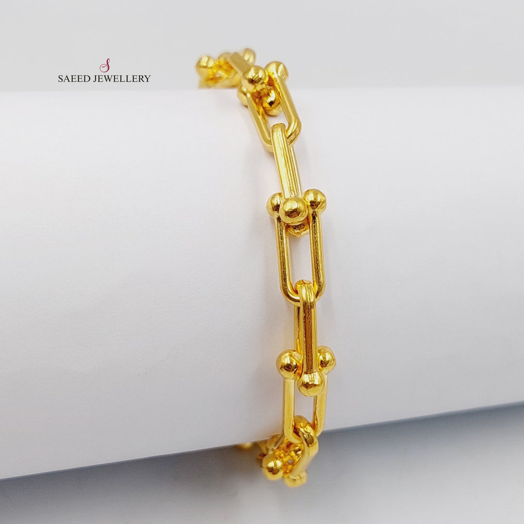 21K Gold Paperclip Bracelet by Saeed Jewelry - Image 1