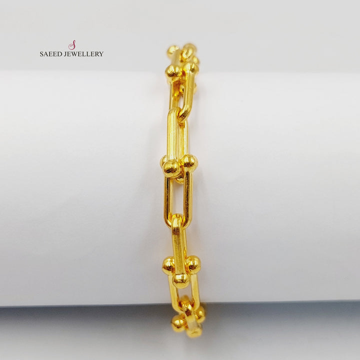 21K Gold Paperclip Bracelet by Saeed Jewelry - Image 3