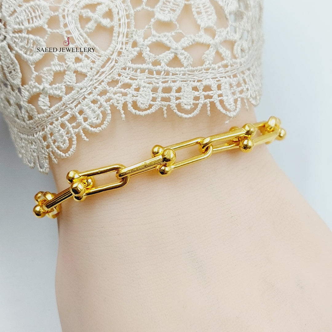 21K Gold Paperclip Bracelet by Saeed Jewelry - Image 5