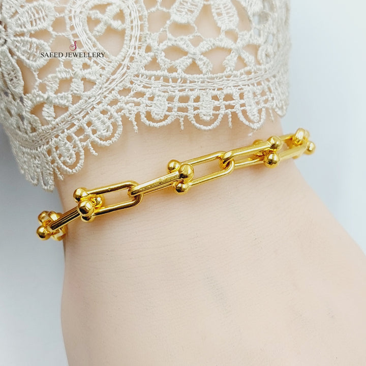 21K Gold Paperclip Bracelet by Saeed Jewelry - Image 5