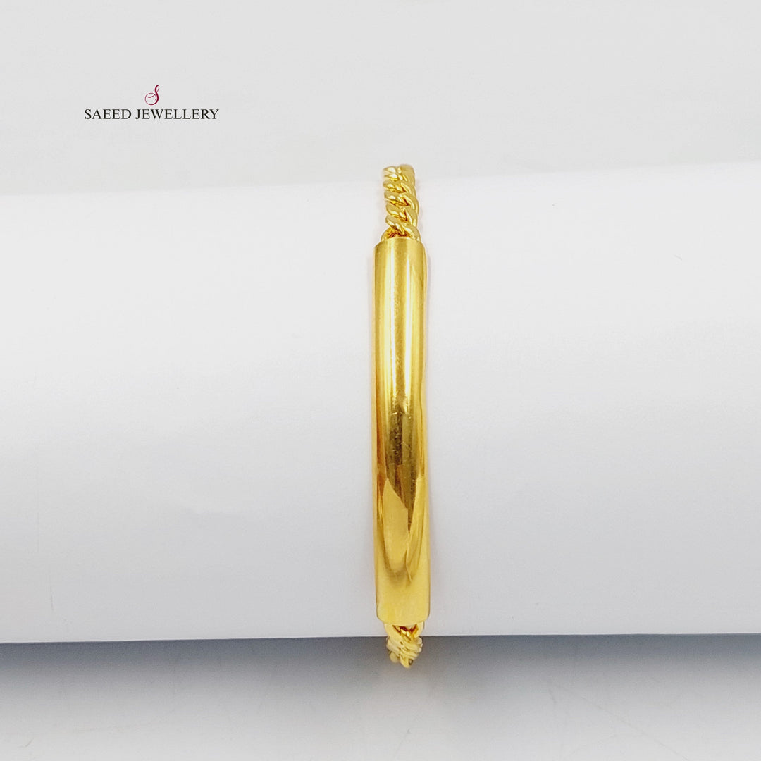 21K Gold Plain Bar Bracelet by Saeed Jewelry - Image 4