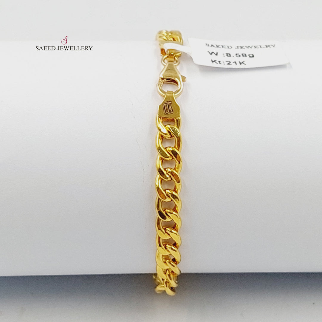 21K Gold Plain Bar Bracelet by Saeed Jewelry - Image 4