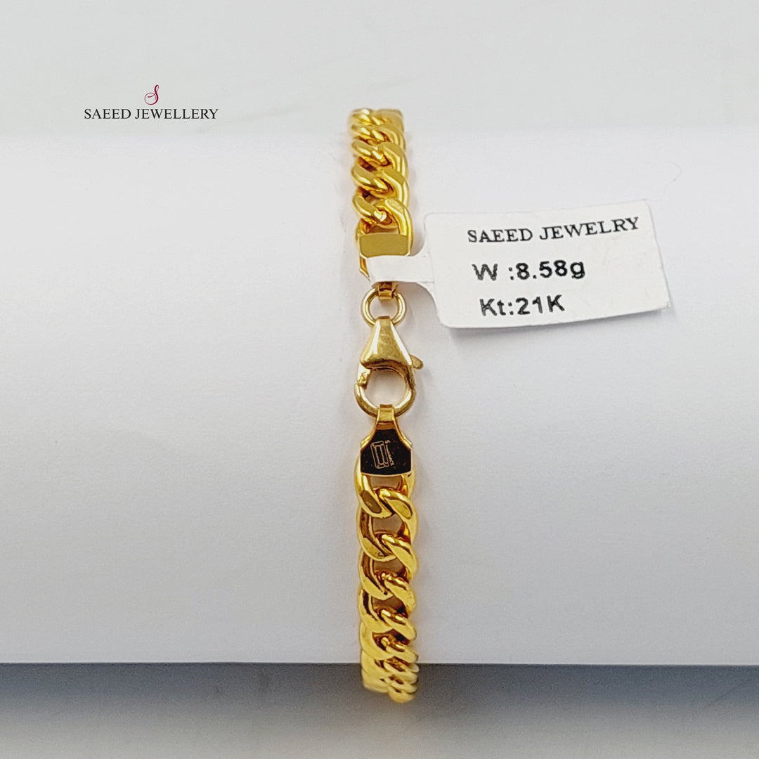 21K Gold Plain Bar Bracelet by Saeed Jewelry - Image 3