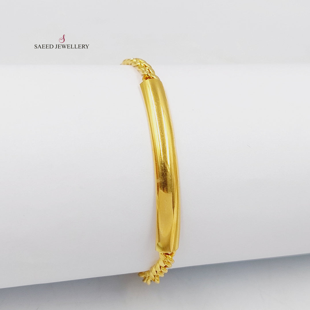 21K Gold Plain Bar Bracelet by Saeed Jewelry - Image 5