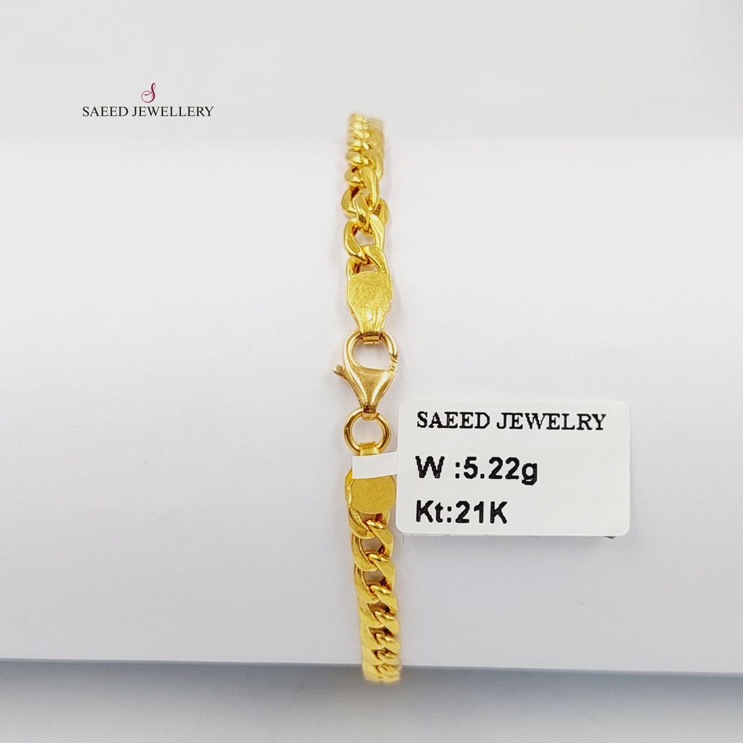 21K Gold Plain Bar Bracelet by Saeed Jewelry - Image 2