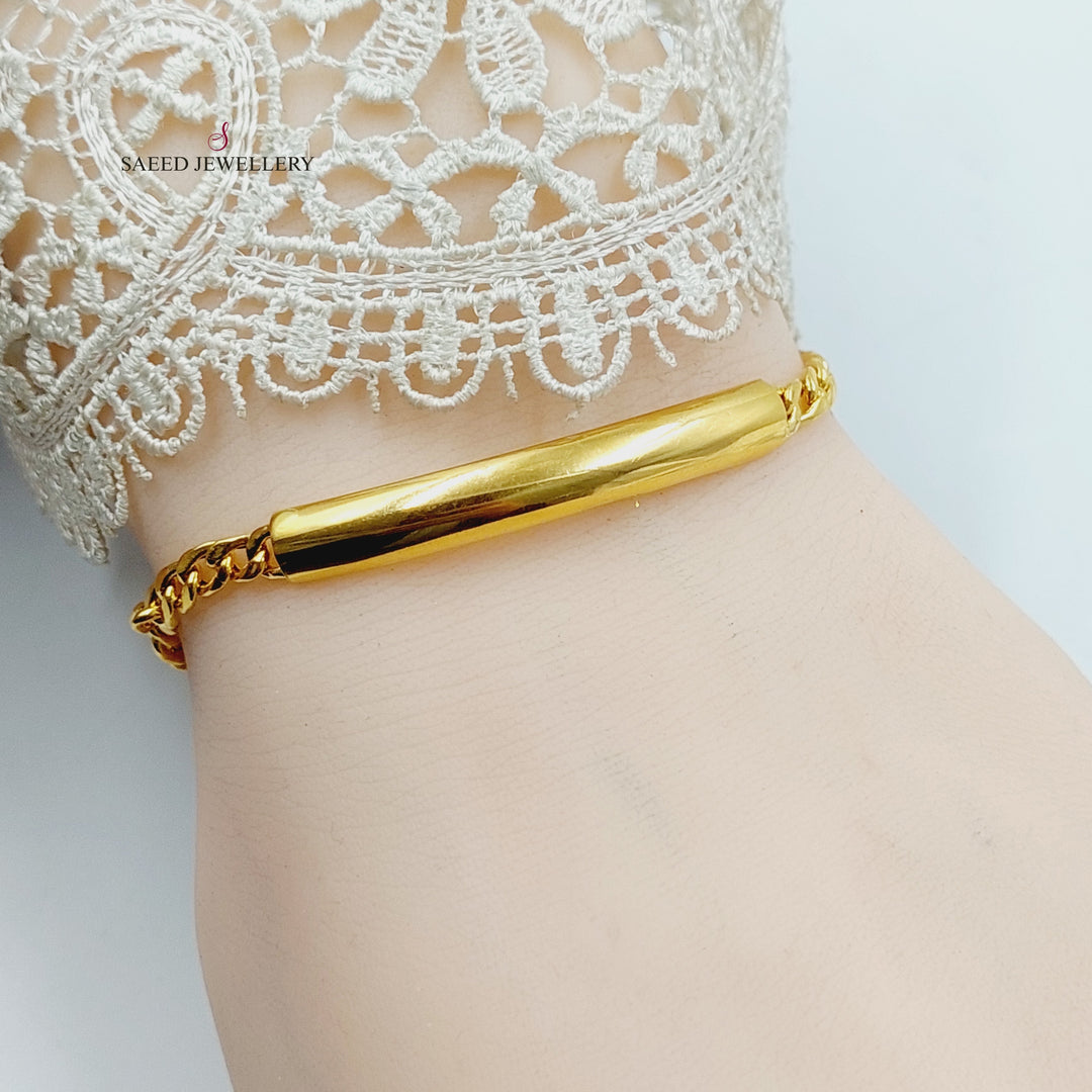 21K Gold Plain Bar Bracelet by Saeed Jewelry - Image 6