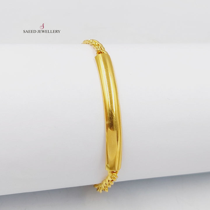 21K Gold Plain Bar Bracelet by Saeed Jewelry - Image 4