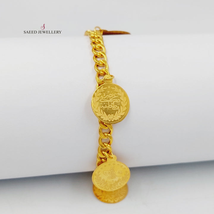 21K Gold Rashadi Liras Dandash Bracelet by Saeed Jewelry - Image 4