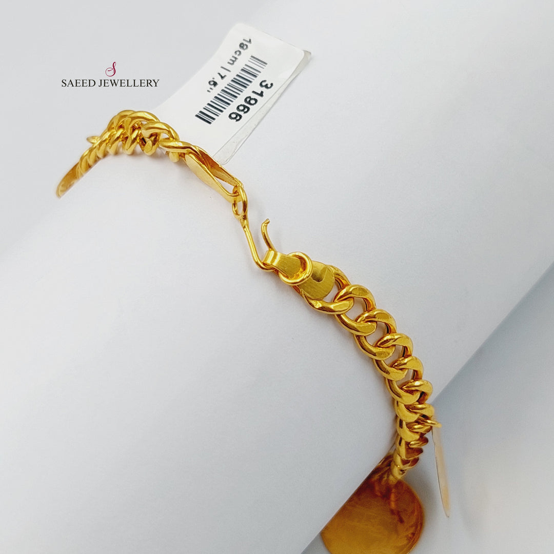 21K Gold Rashadi Liras Dandash Bracelet by Saeed Jewelry - Image 2