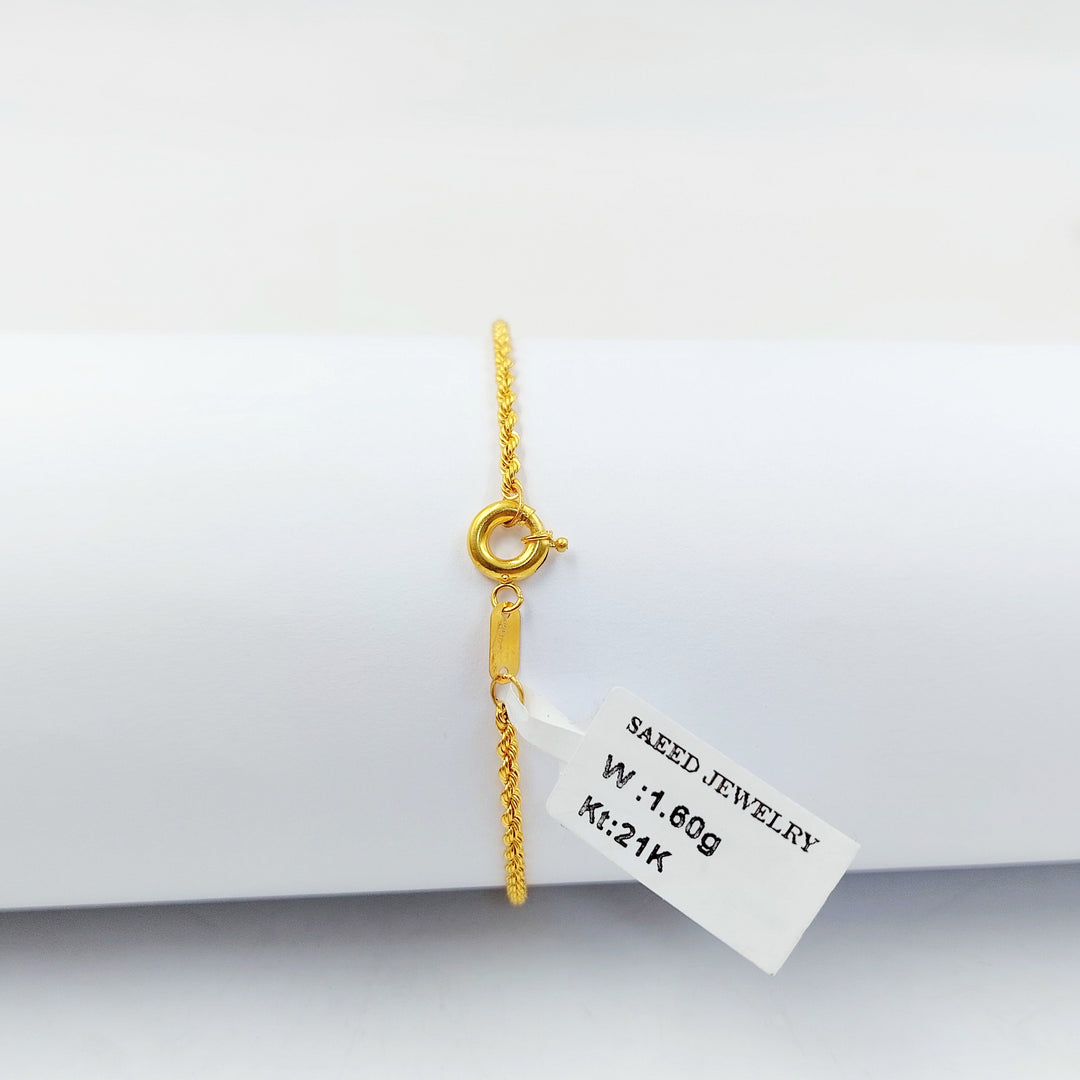 Rope Paperclip Bracelet Made of 21K Gold by Saeed Jewelry 