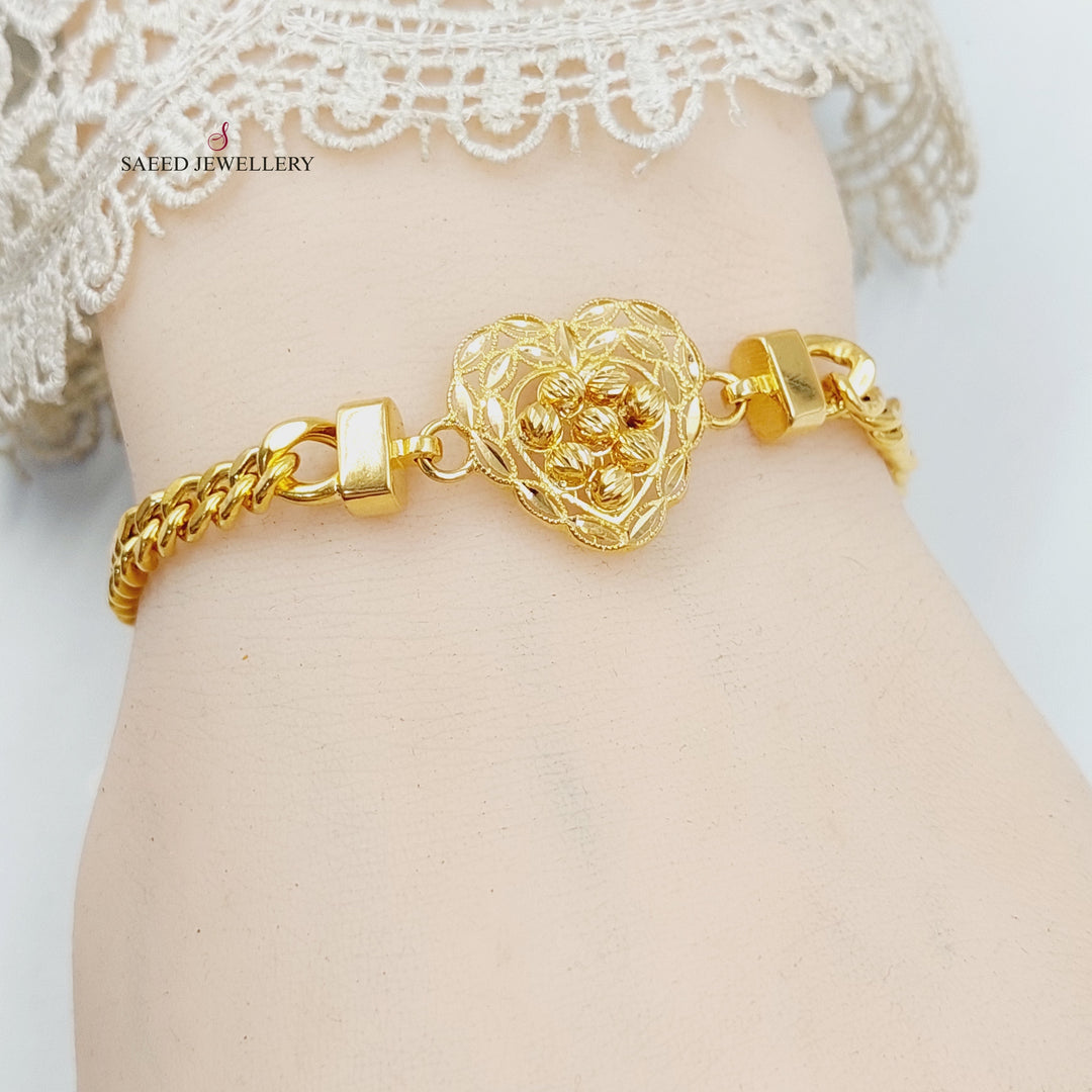 21K Gold Spike Heart Bracelet by Saeed Jewelry - Image 4