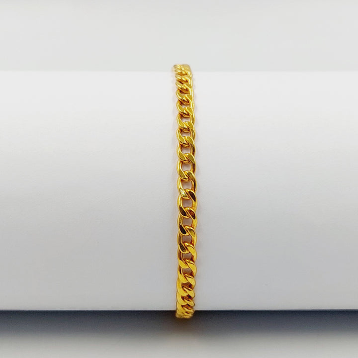 21K Gold Thin Cuban Links Bracelet by Saeed Jewelry - Image 3