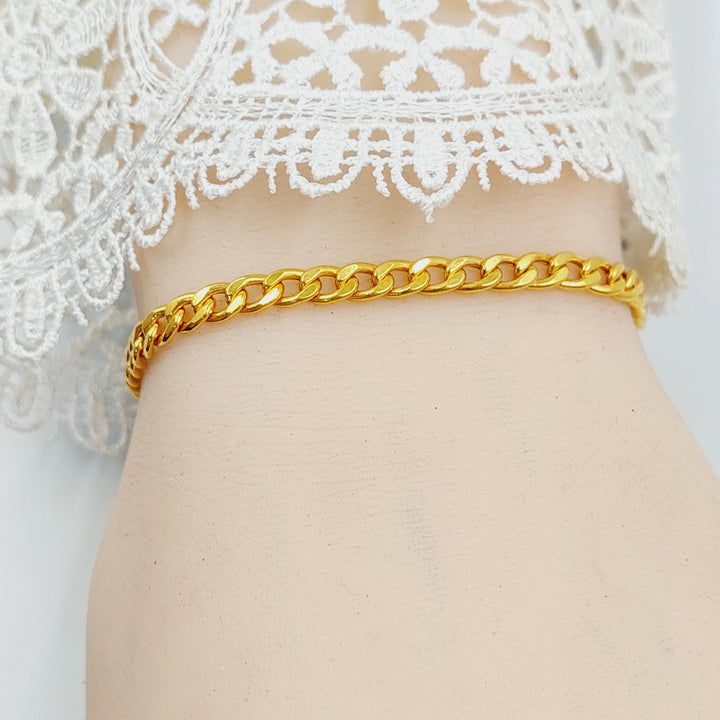 21K Gold Thin Cuban Links Bracelet by Saeed Jewelry - Image 5