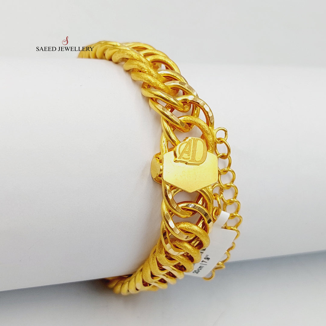 21K Gold Thin Cuban Links Bracelet by Saeed Jewelry - Image 2