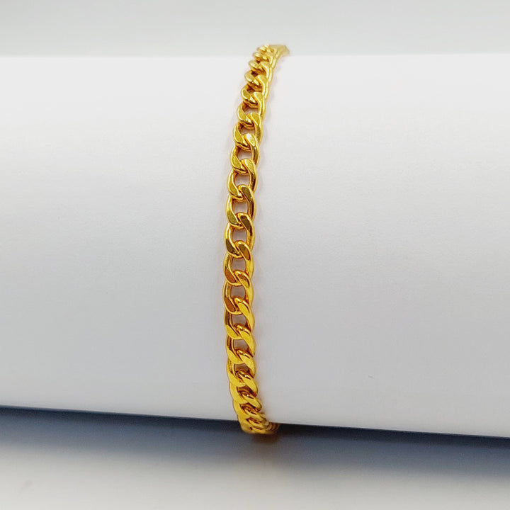 21K Gold Thin Cuban Links Bracelet by Saeed Jewelry - Image 4