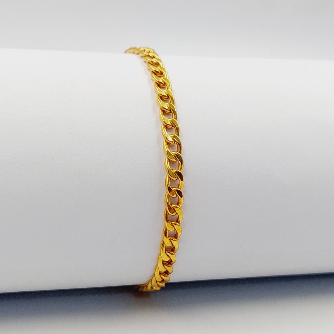 21K Gold Thin Cuban Links Bracelet by Saeed Jewelry - Image 1