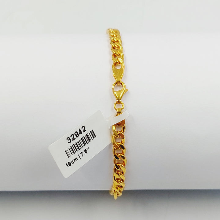 21K Gold Thin Cuban Links Bracelet by Saeed Jewelry - Image 2