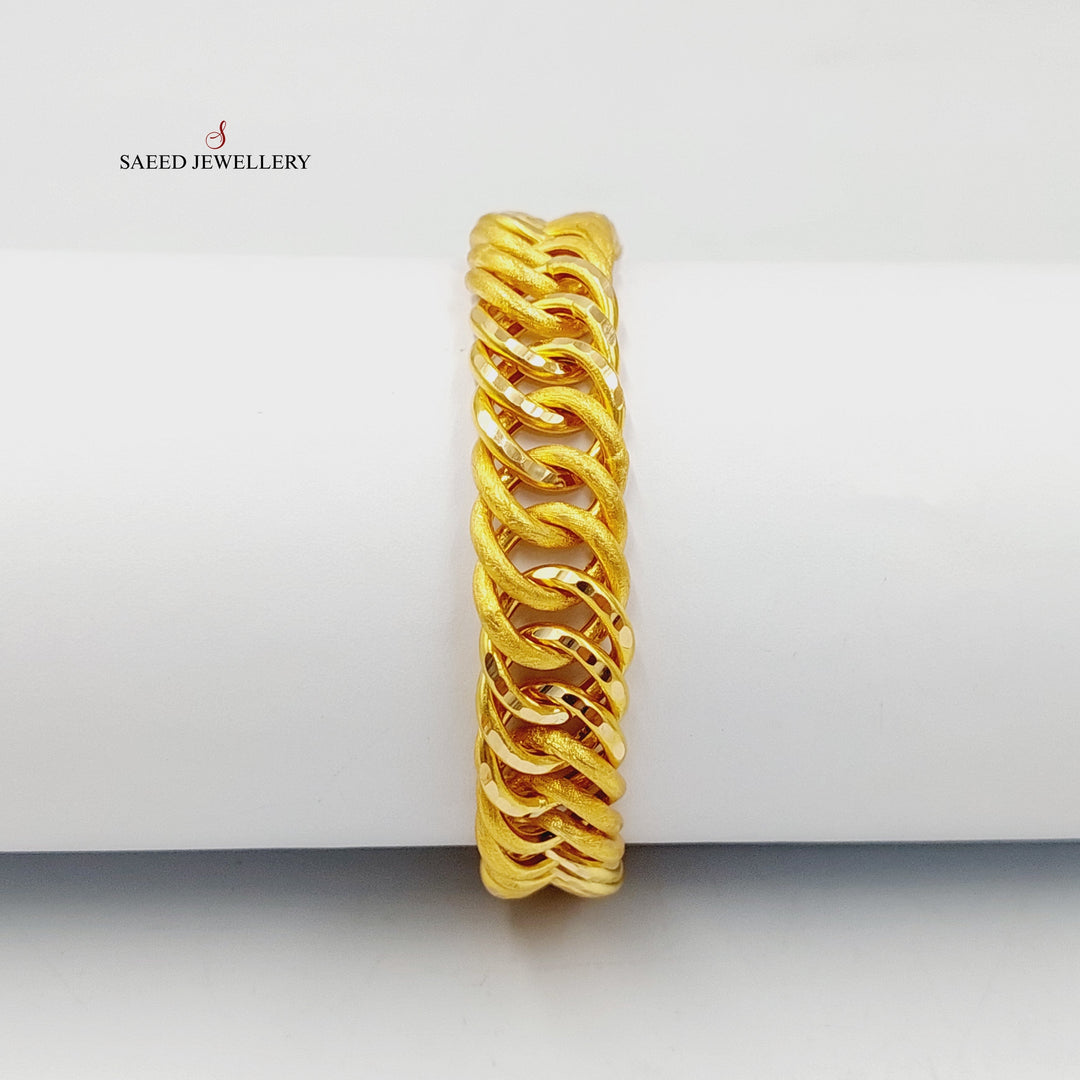 21K Gold Thin Cuban Links Bracelet by Saeed Jewelry - Image 1